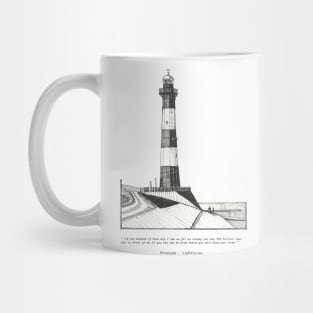 Breskens Lighthouse Netherlands Nieuwe Sluis Pen and Ink Illustration Mug